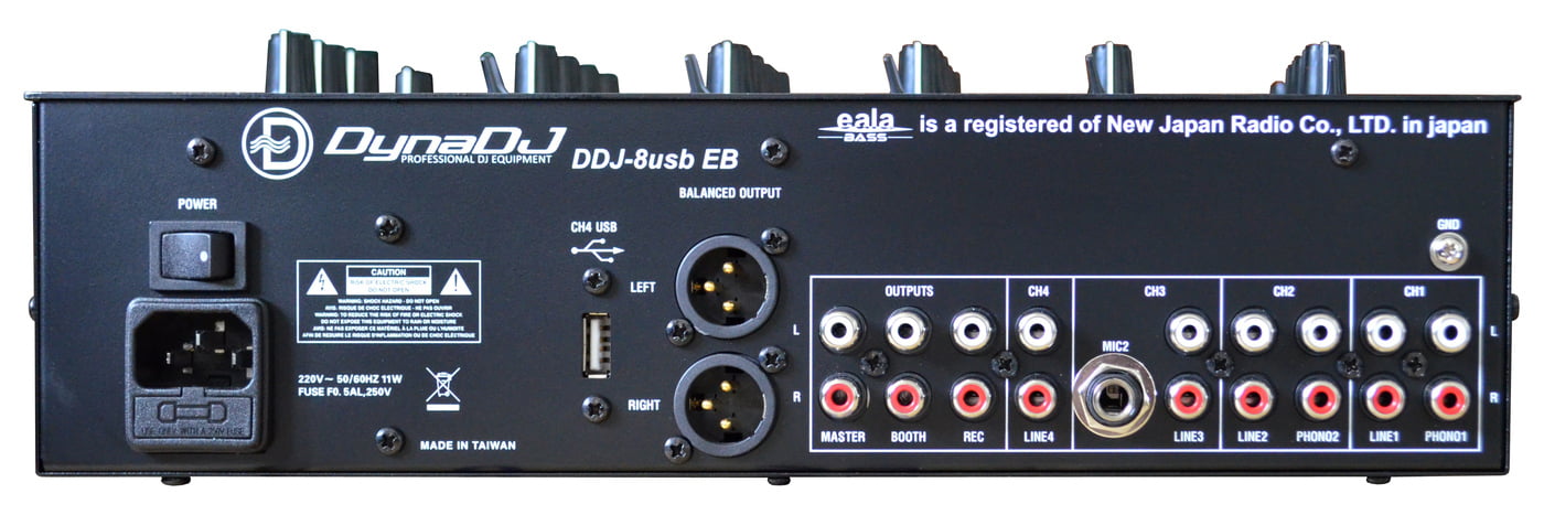 Dynatech DDJ-8USBEB 4-Ch DJ Mixer with USB & Bass Eala Effects
